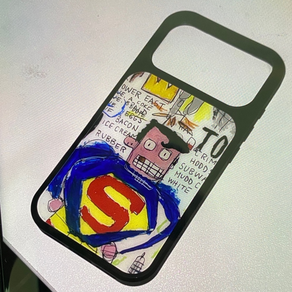 Illustrated Superhero Graphic Phone Case - Black